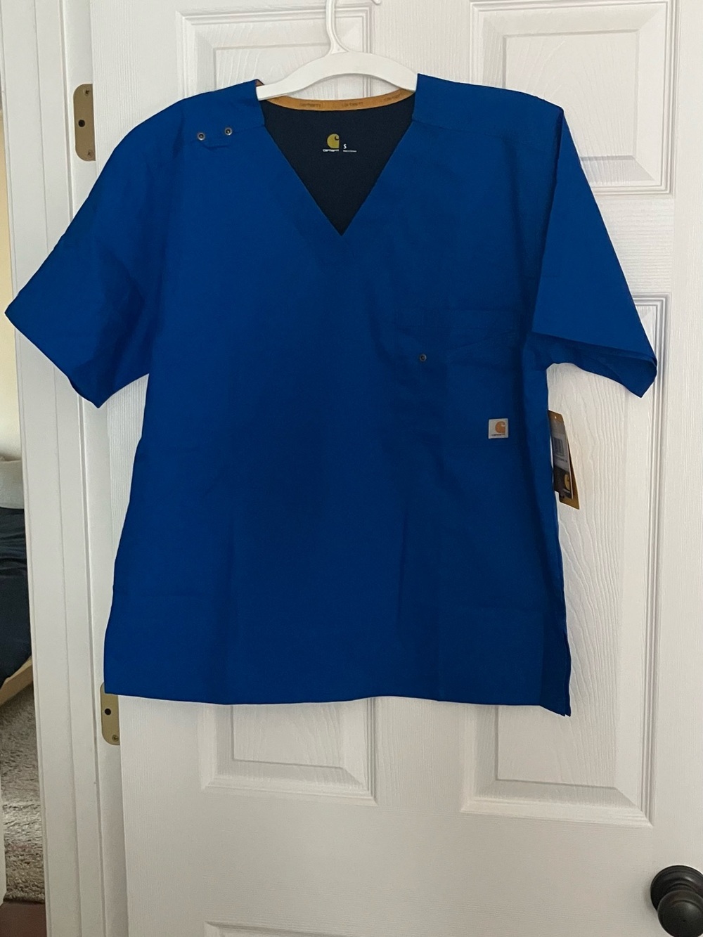Carhartt Force Essentials Modern Fit Notch Neck Scrub Top Blue S New